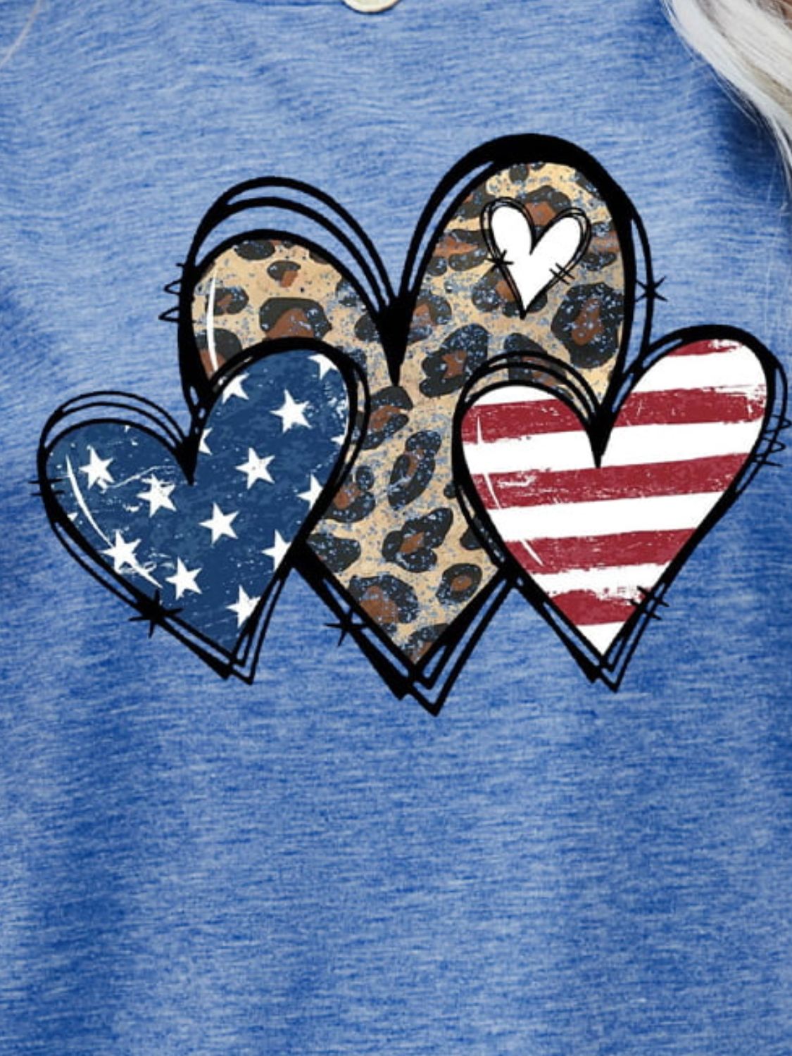 US Flag Leopard Heart Graphic Tee – Cobalt Blue Women's Top for Shopify Collective (5 view)