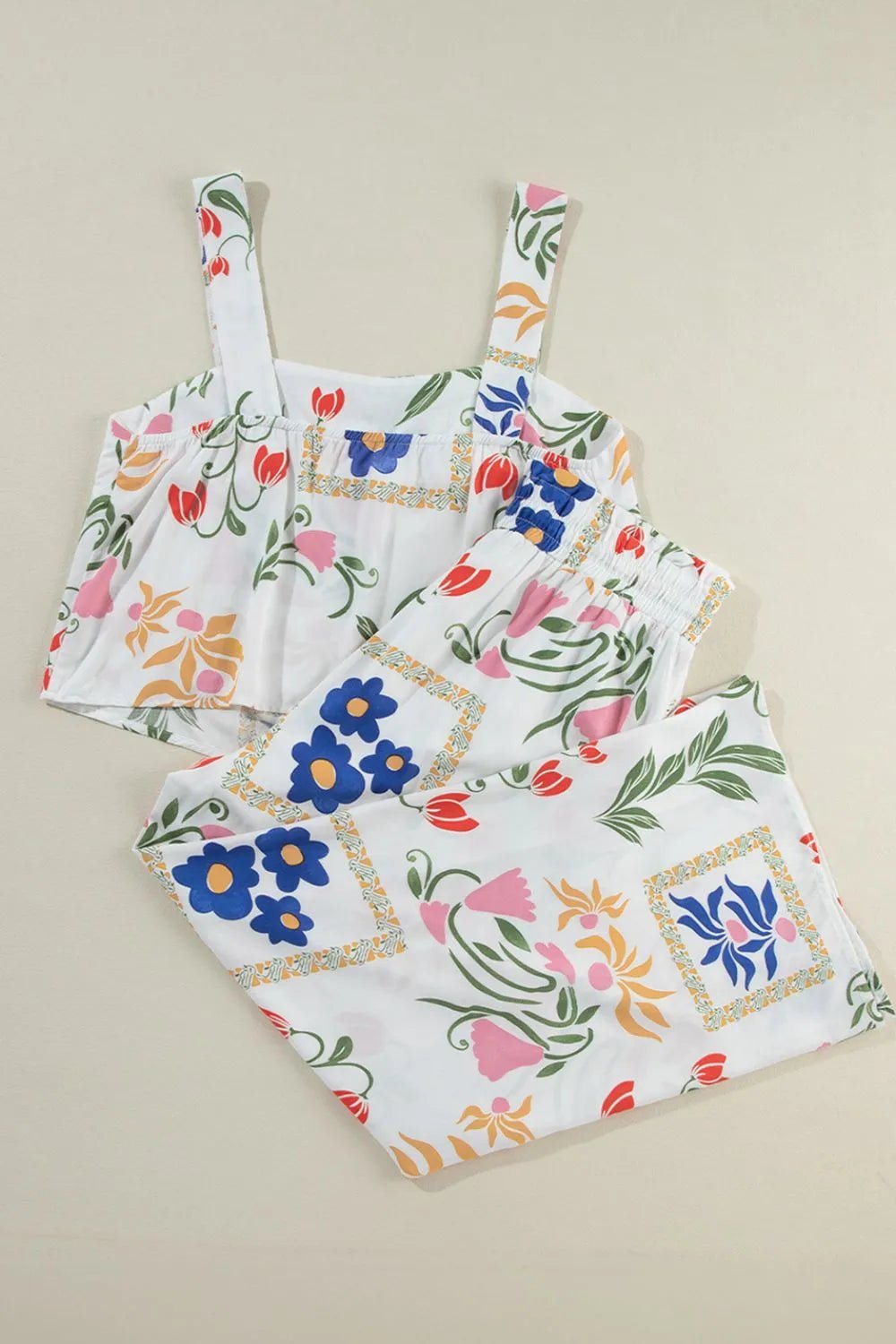 Printed Square Neck Top and Pants Set – White for Shopify Collective (6 view)