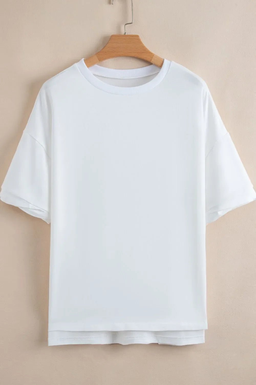 Loose Half Sleeve Hi Low Hem T Shirt – White for Best Sellers (12 view)