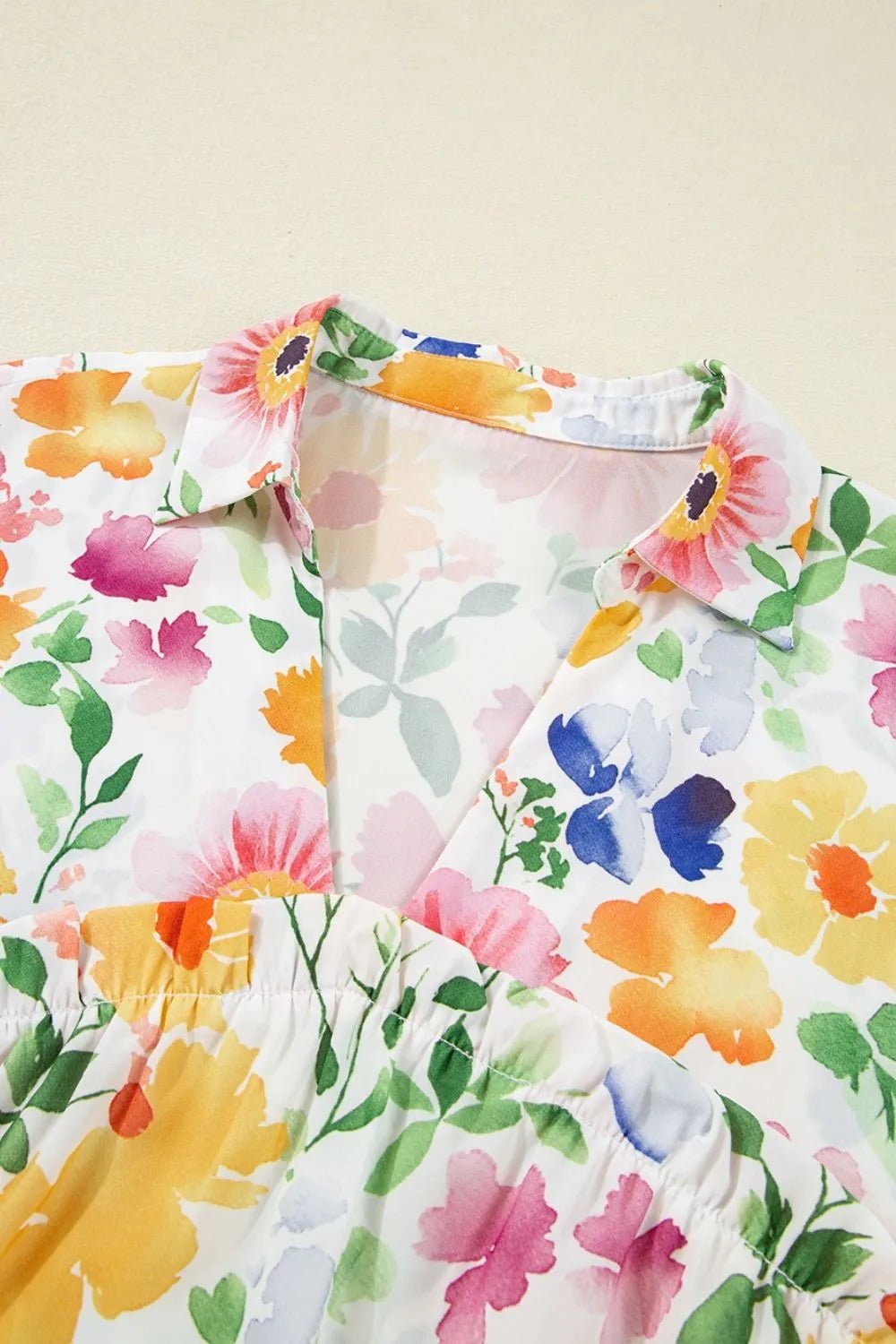 Floral Boxy Fit Ruffled Short Sleeve Blouse – Yellow for Shopify Collective (6 view)