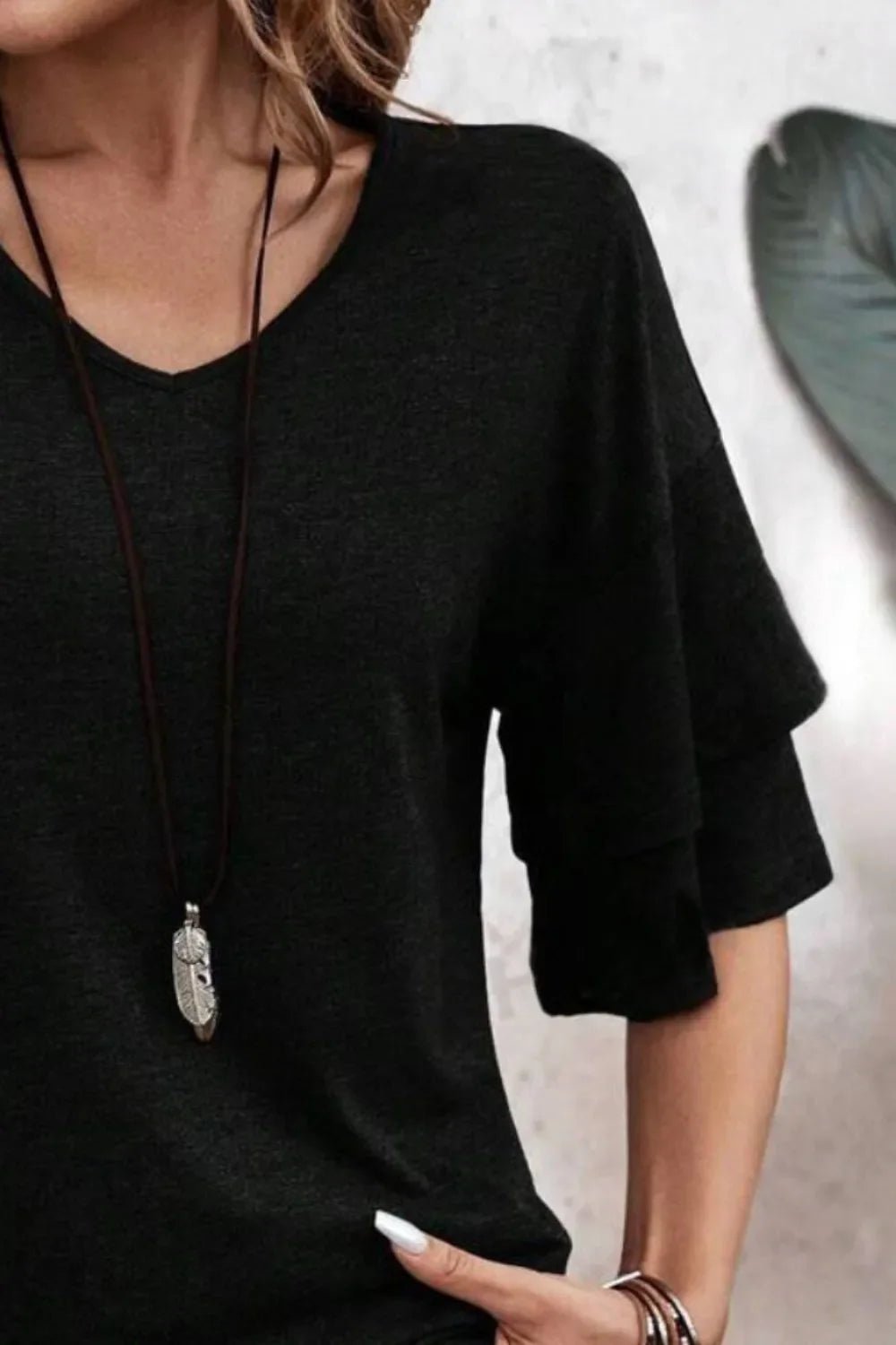 V - Neck Half Sleeve Blouse – Black for Shopify Collective (23 view)