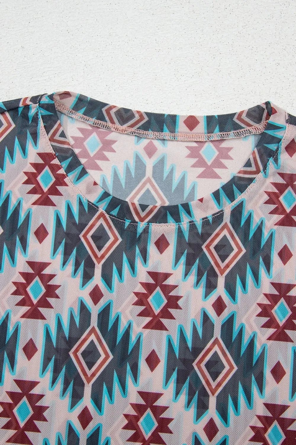 Western Aztec Print Mesh Slim T Shirt – Floral for Shopify Collective (9 view)