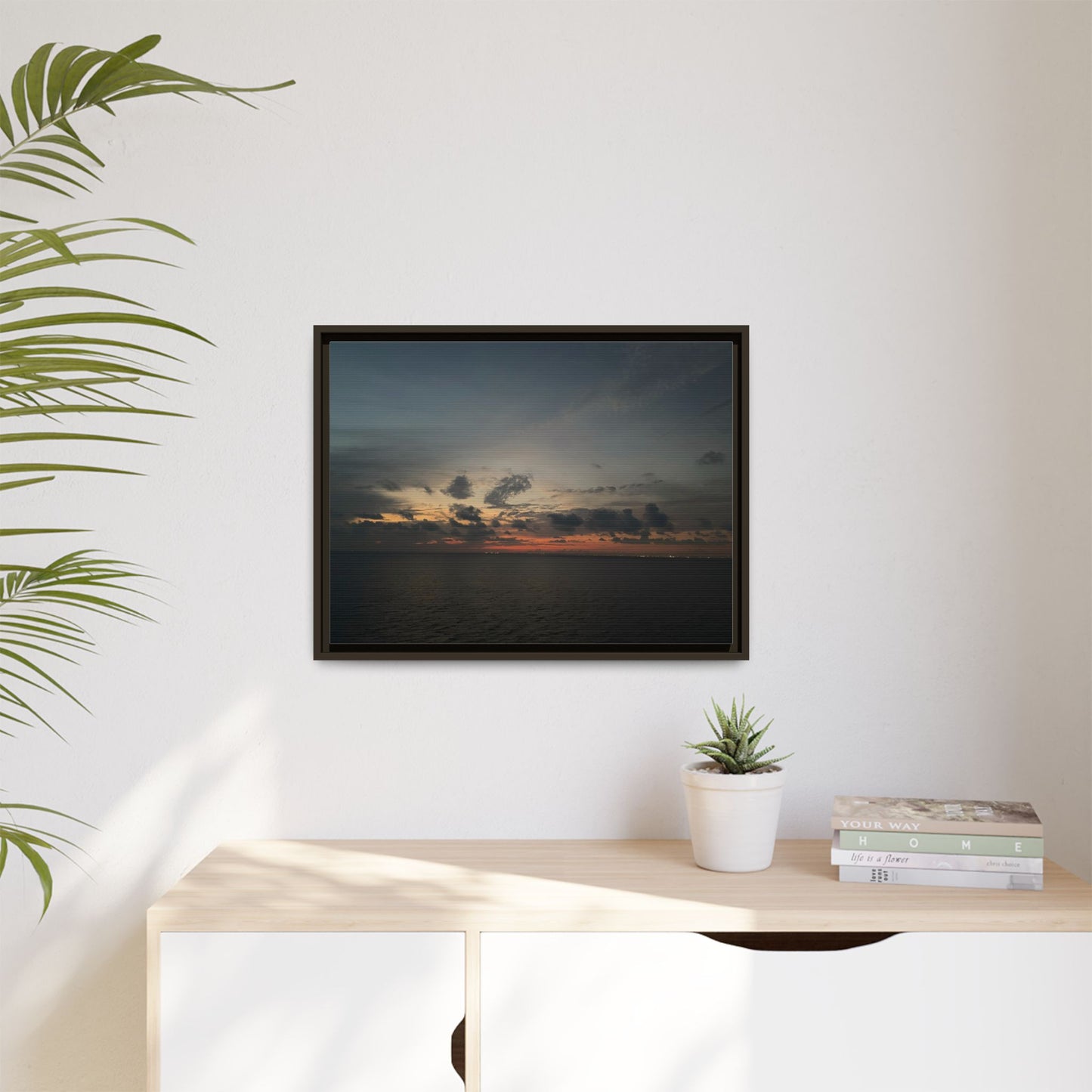 Framed Ocean Sunset Canvas Print, Coastal Wall Art, Home Decor, Gift for Nature Lovers, Beach House Accent