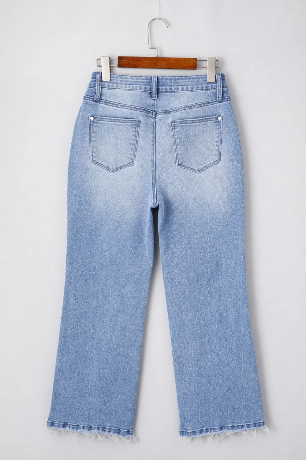 Mineral Wash Raw Hem High Waist Flared Jeans – Light Blue for Shopify Collective (14 view)
