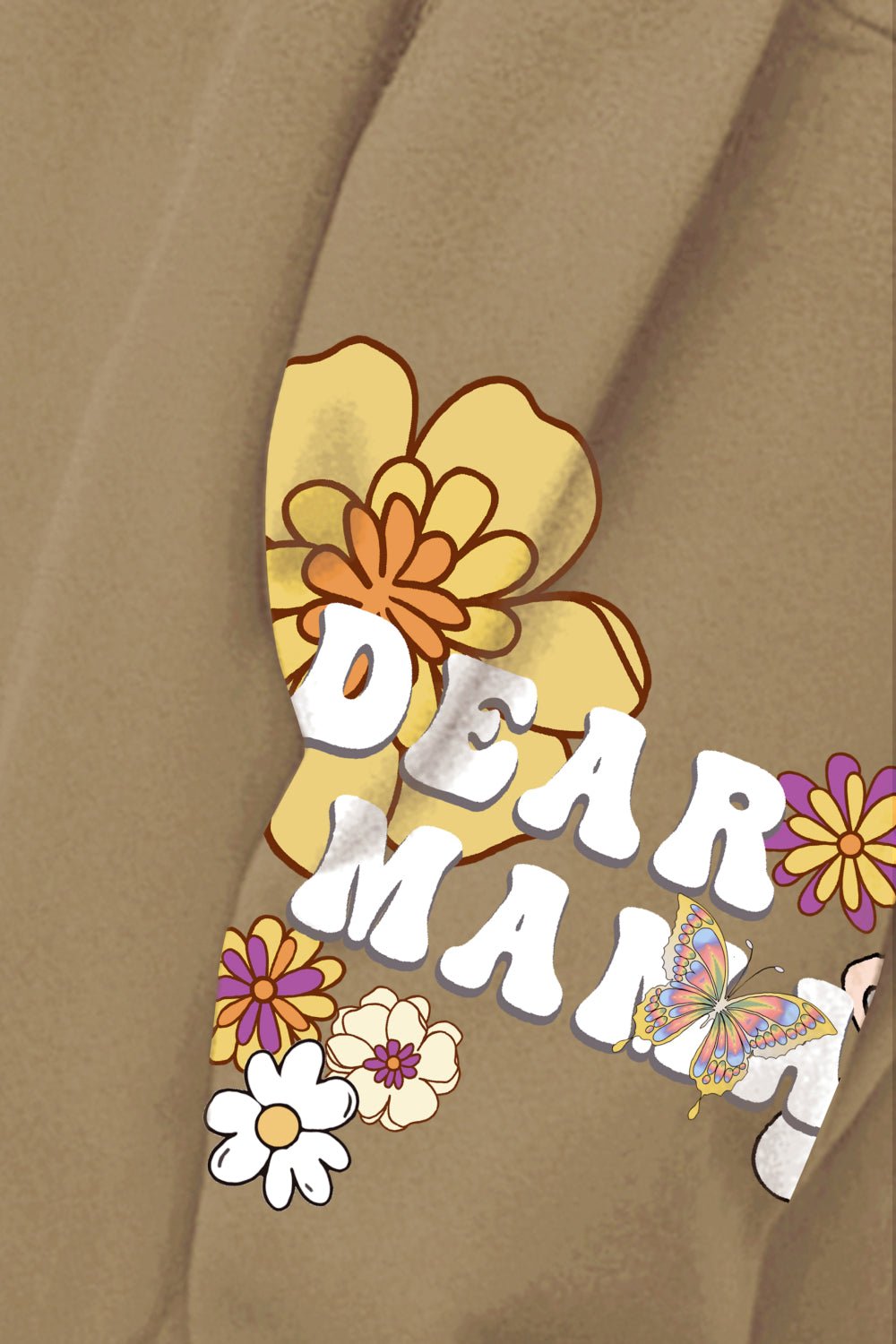 Simply Love Full Size DEAR MAMA Flower Graphic Hoodie – Taupe Hoodies for Shopify Collective (3 view)