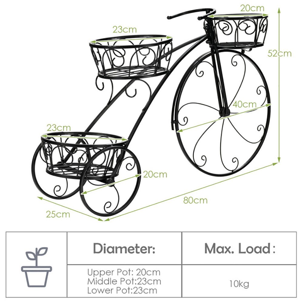 Tricycle Plant Stand – Whimsical Parisian Style for Indoor & – Black Backpack for closing gift (7 view)