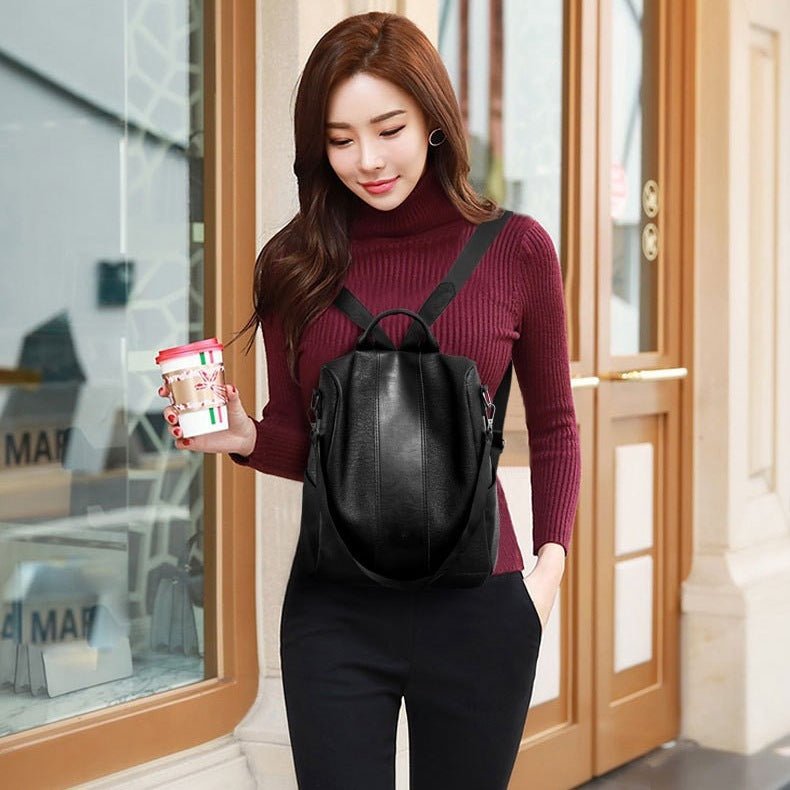 Women’s Large PU Leather Backpack – Stylish Zipper Bag with – Accessories by SbrTnHomes