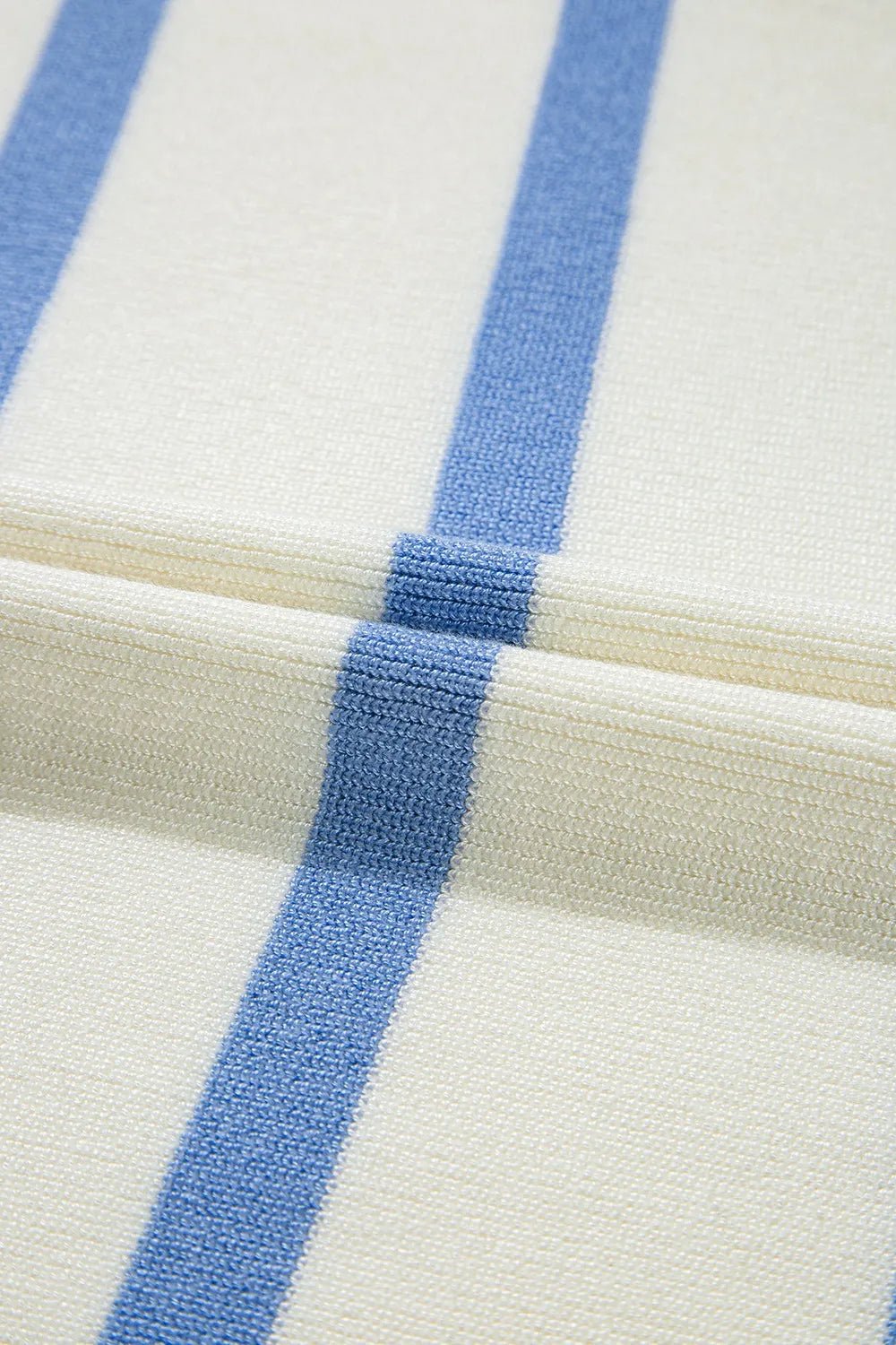 Stripe Split V Neck Collared Ribbed Sweater Vest – White by Simply Love