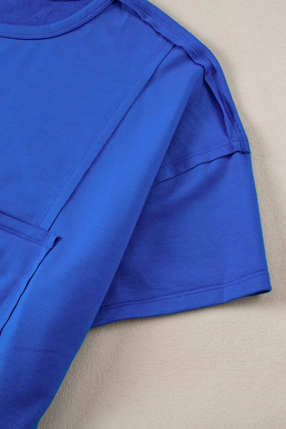 Patched Pocket Exposed Seam Oversize T-shirt – Royal Blue for Shopify Collective (7 view)