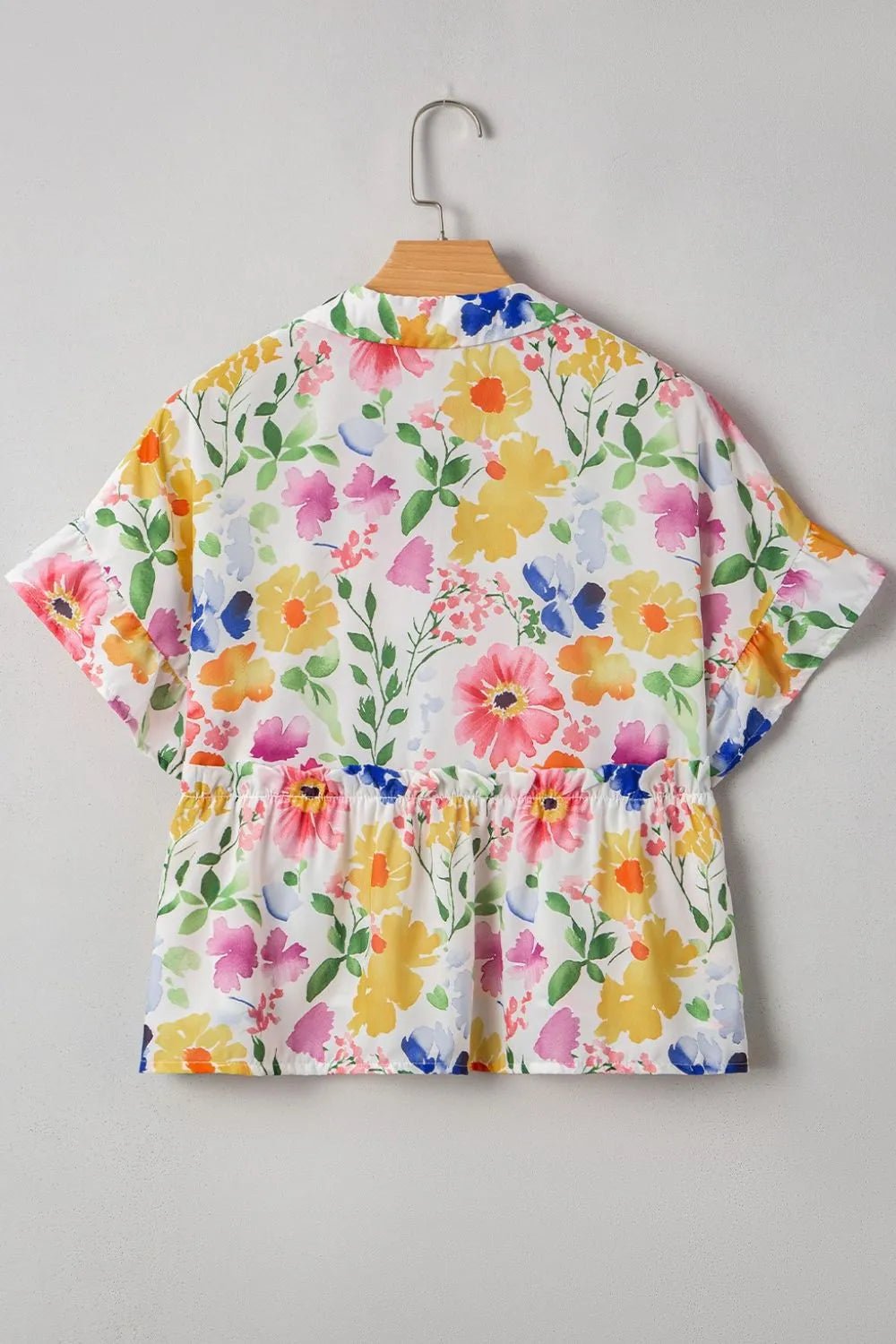 Floral Boxy Fit Ruffled Short Sleeve Blouse – Yellow for Shopify Collective (5 view)