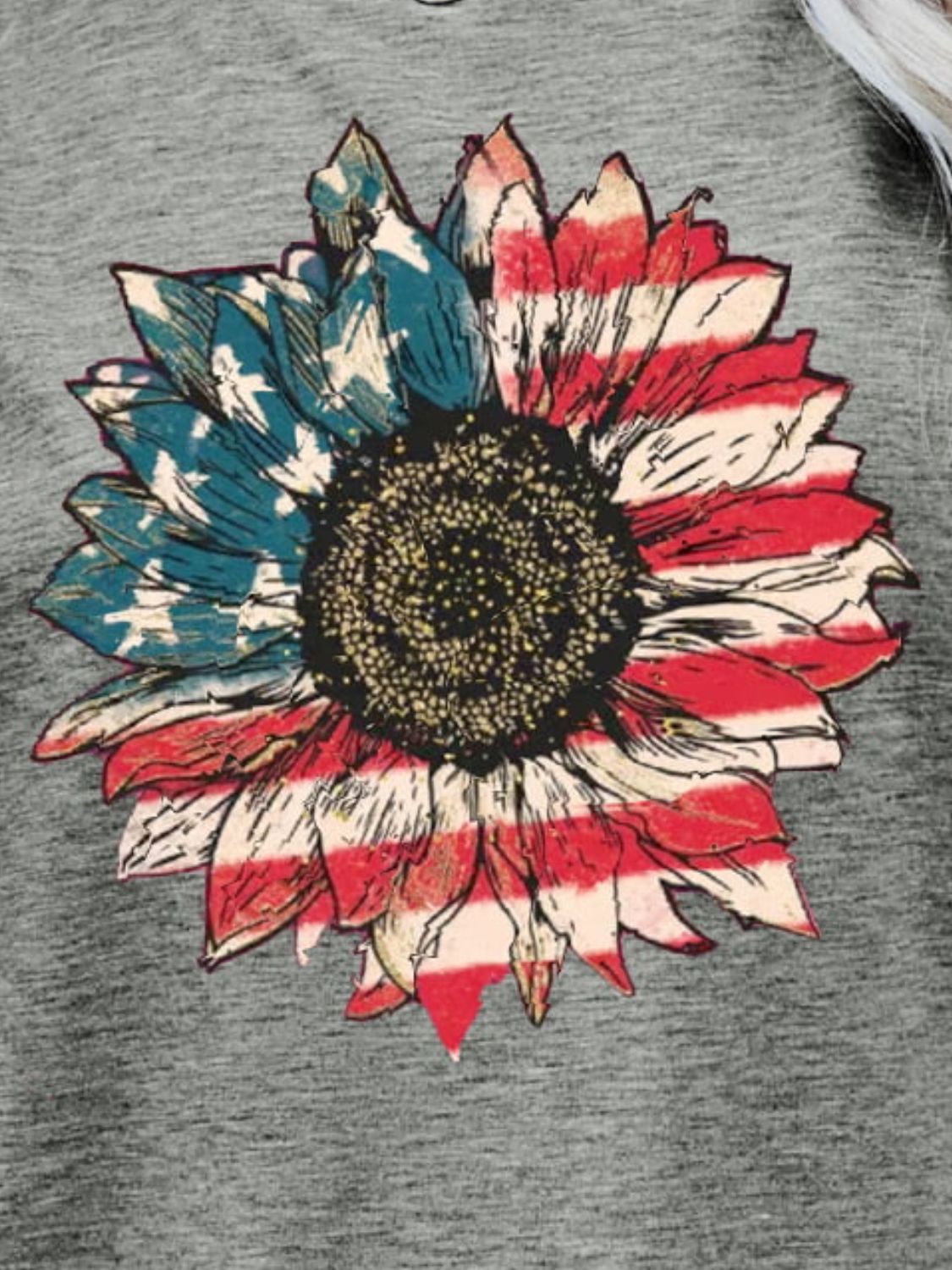 US Flag Flower Graphic Tee – Mid Gray Women's Top for Shopify Collective (11 view)