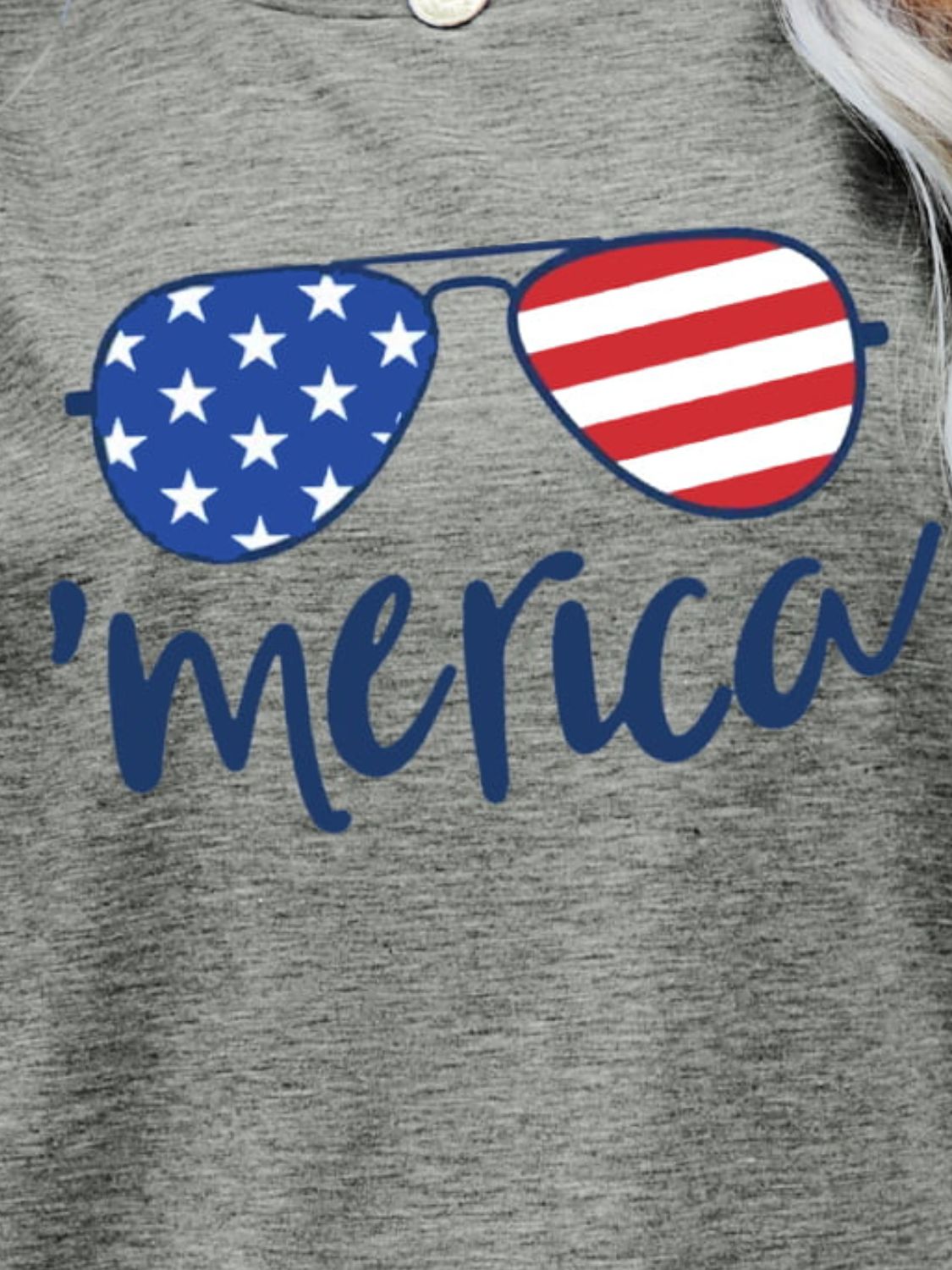 US Flag Glasses Graphic Tee – Mid Gray Women's Top for Shopify Collective (14 view)