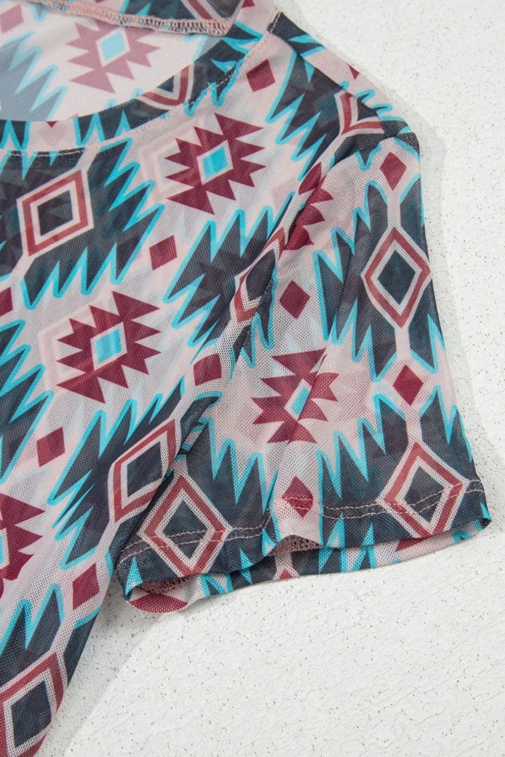 Western Aztec Print Mesh Slim T Shirt – Floral for Shopify Collective (10 view)