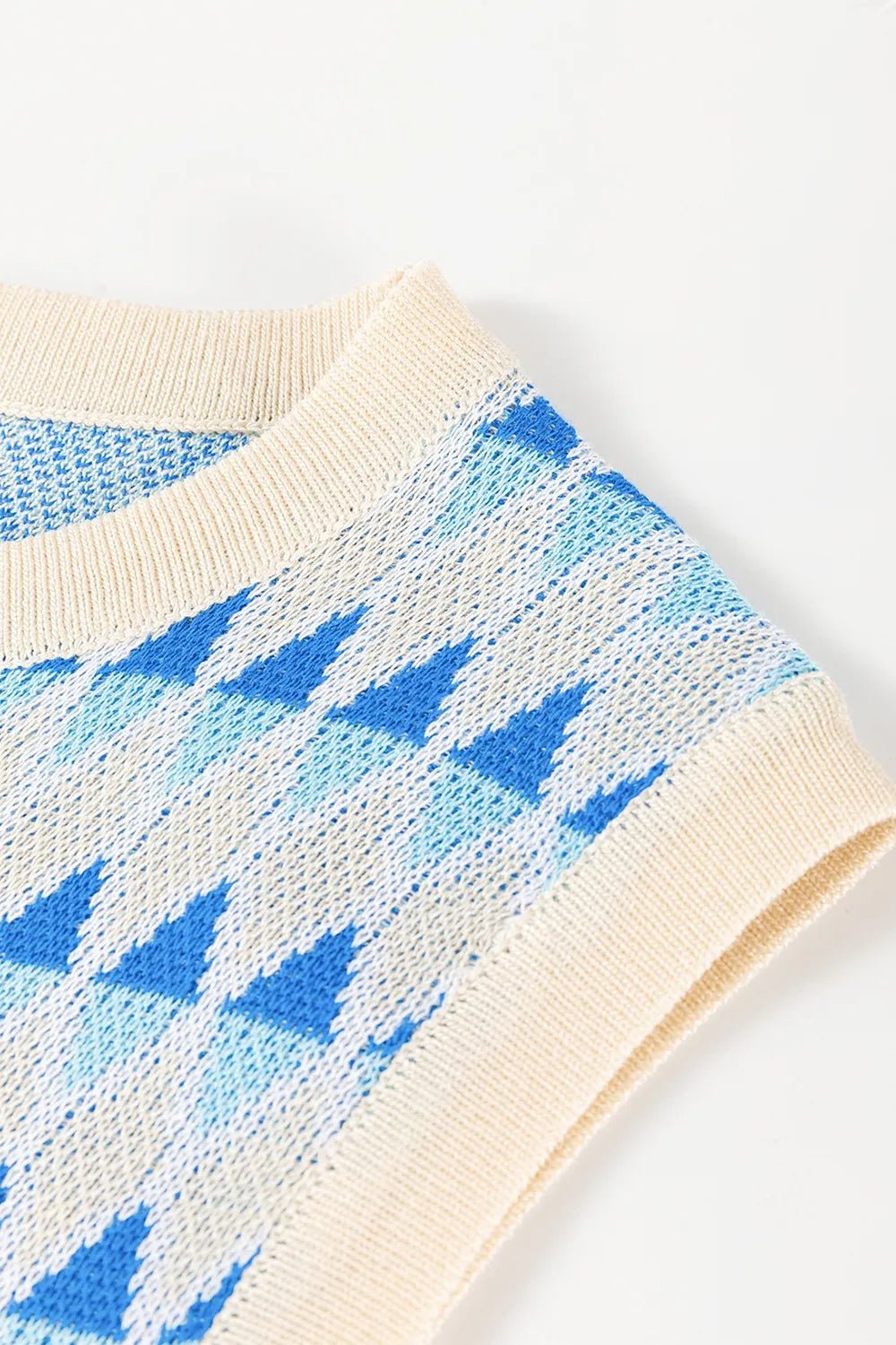 Stripe Geometric Print Round Neck Slim Fit Sweater Vest – Light Blue for Shopify Collective (8 view)