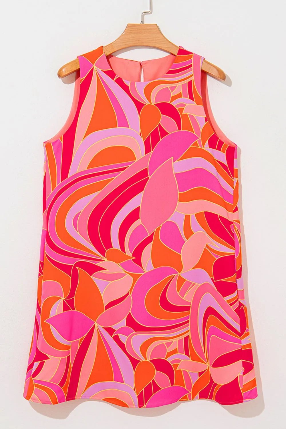 Abstract Floral Print Sleeveless Shift Mini Dress – Strawberry for Shopify Collective (7 view)