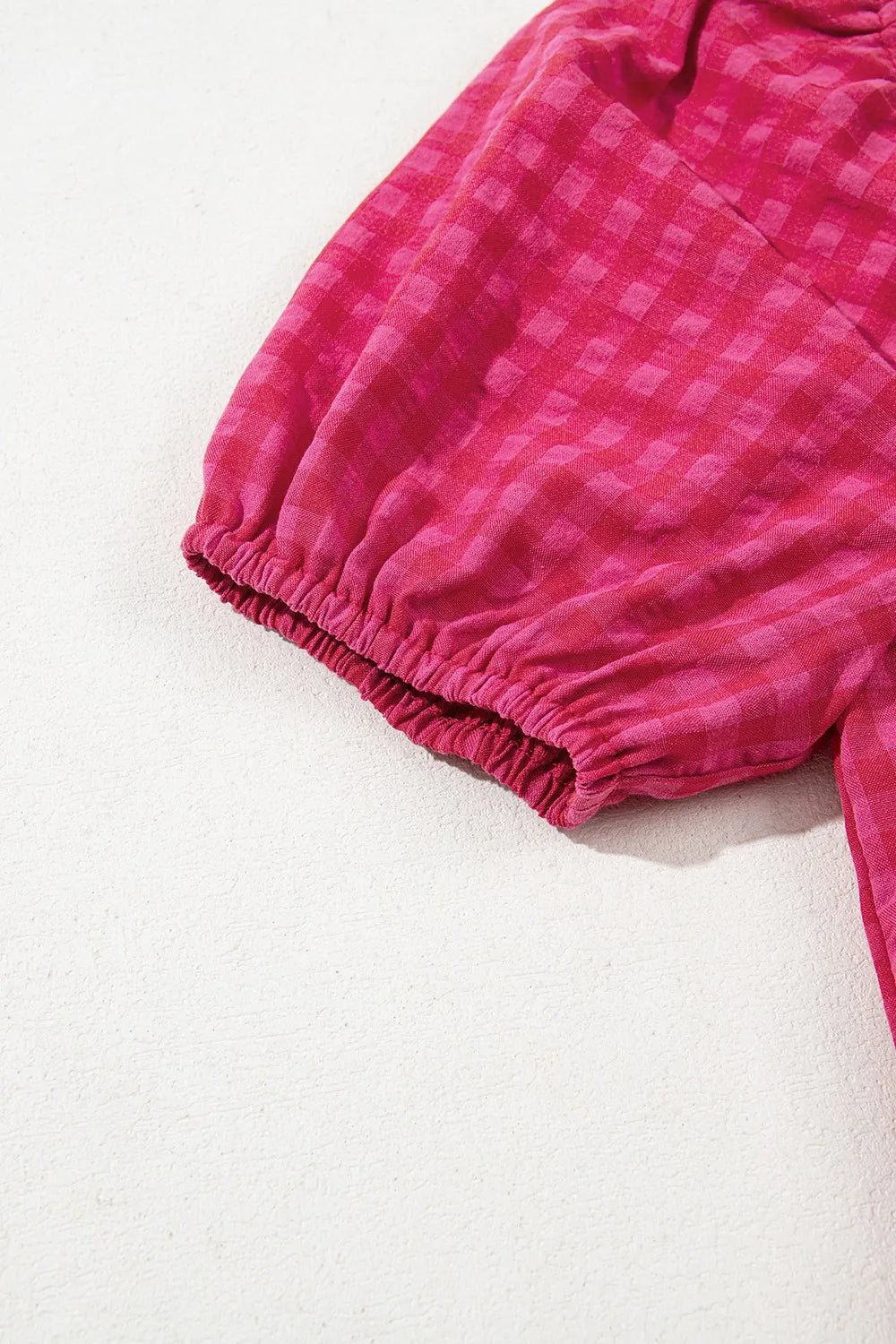SYNZ Gingham Check Bubble Sleeve Ruffled Maxi Dress – Strawberry for Shopify Collective (8 view)
