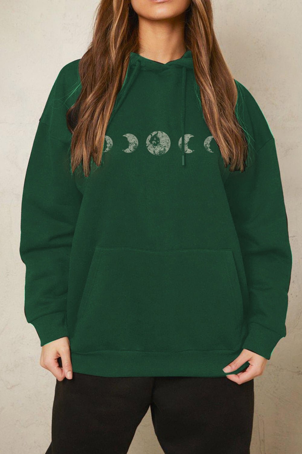 Simply Love Simply Love Full Size Dropped Shoulder Lunar Phase Graphic Hoodie – Green Women's Top for Shopify Collective (1 view)