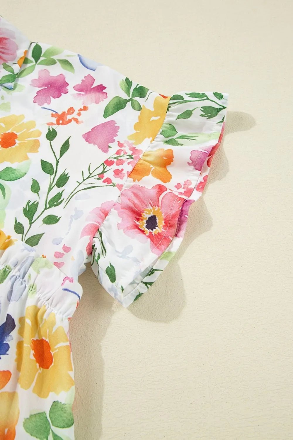 Floral Boxy Fit Ruffled Short Sleeve Blouse – Yellow for Shopify Collective (8 view)