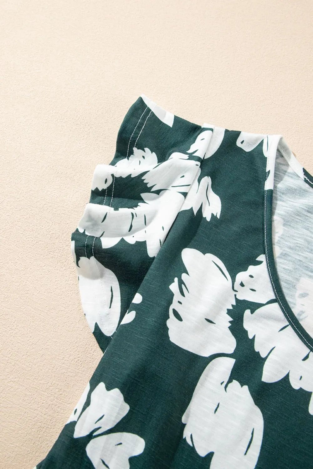 Floral Print Ruffle Sleeve Empire Waist Mini Dress – Dark Green for Shopify Collective (8 view)