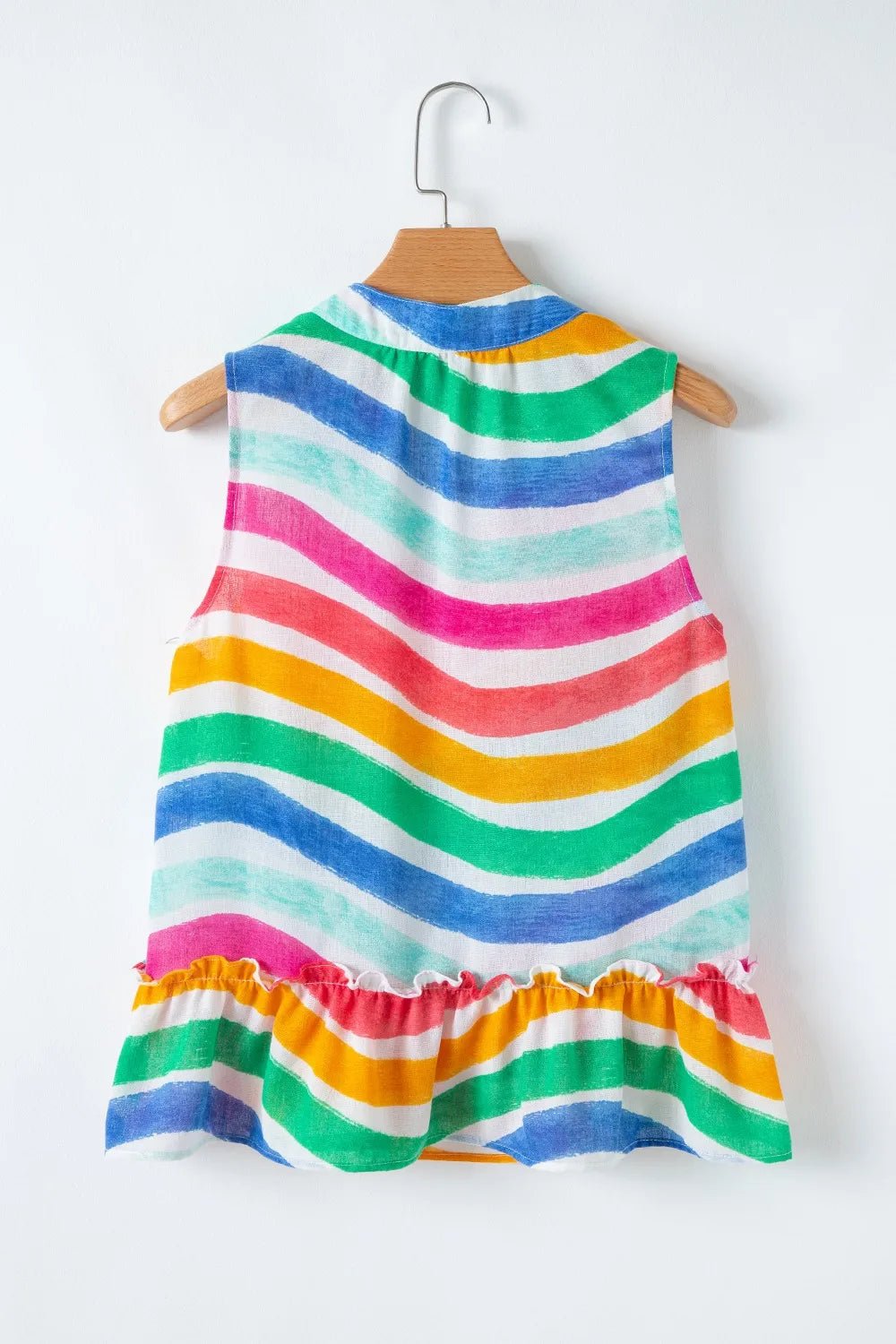 Rainbow Stripes Ruffled Hem Tank Top – Multicolor Tank Top for Shopify Collective (4 view)