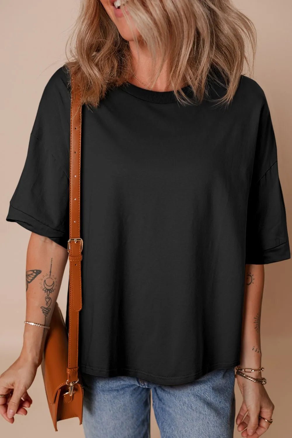 Loose Half Sleeve Hi Low Hem T Shirt – Black for Best Sellers (19 view)