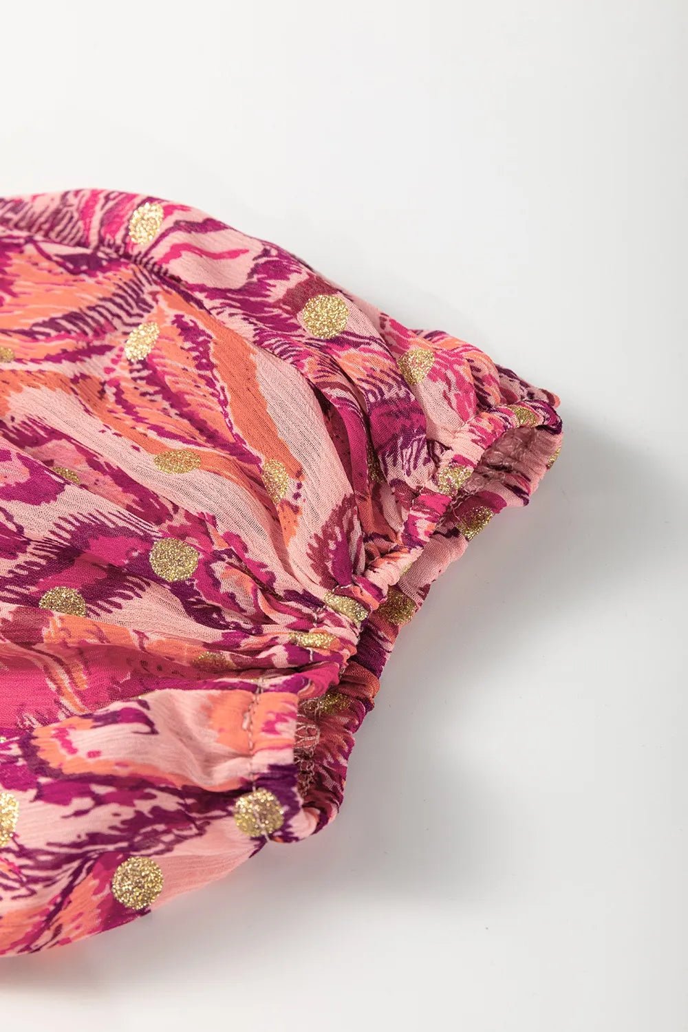 Floral Print Ruffled Puff Short Sleeve Blouse – Strawberry for Shopify Collective (9 view)