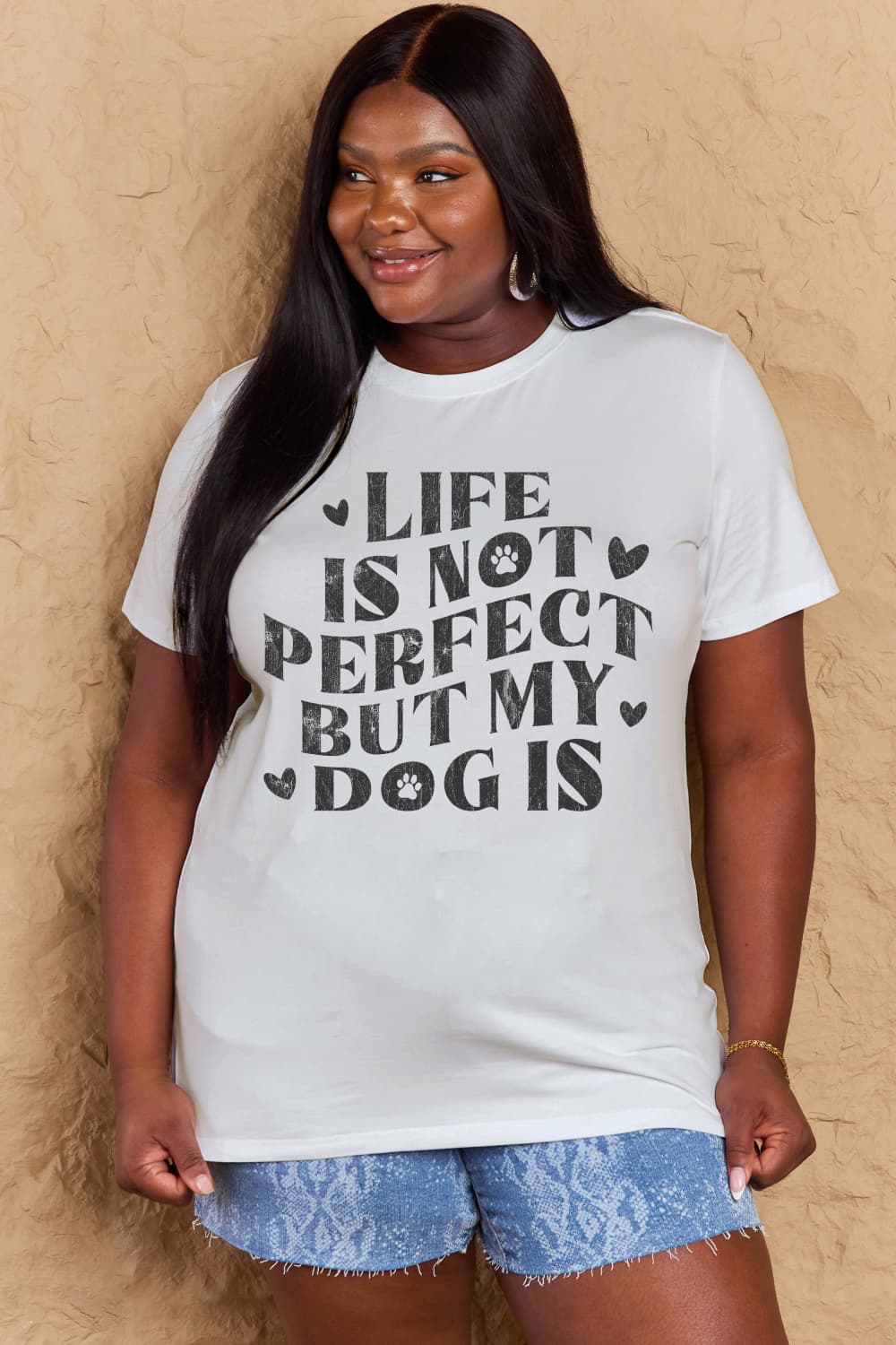 Simply Love Full Size Dog Slogan Graphic Cotton T-Shirt – Bleach by Simply Love
