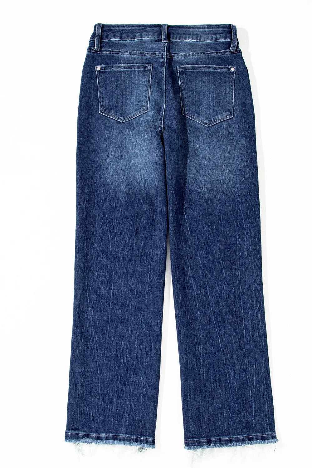 Mineral Wash Raw Hem High Waist Flared Jeans – Navy for Shopify Collective (5 view)