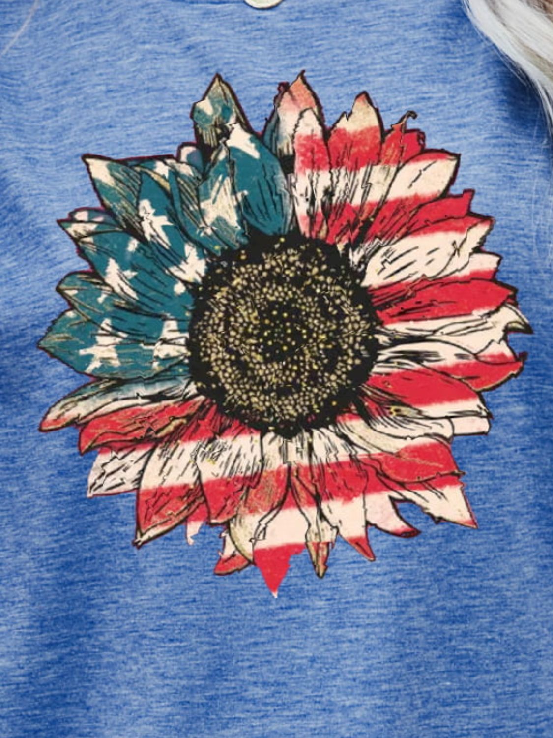 US Flag Flower Graphic Tee – Cobalt Blue Women's Top for Shopify Collective (3 view)