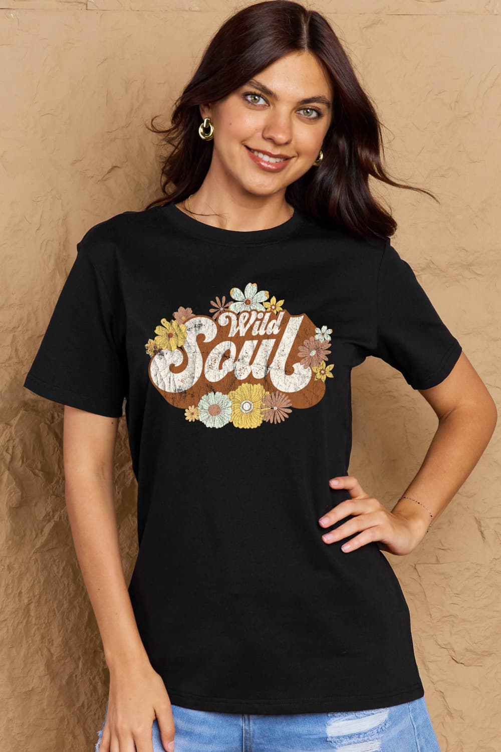 Simply Love Full Size WILD SOUL Graphic Cotton T-Shirt – Bleach T-Shirt for Shopify Collective (13 view)
