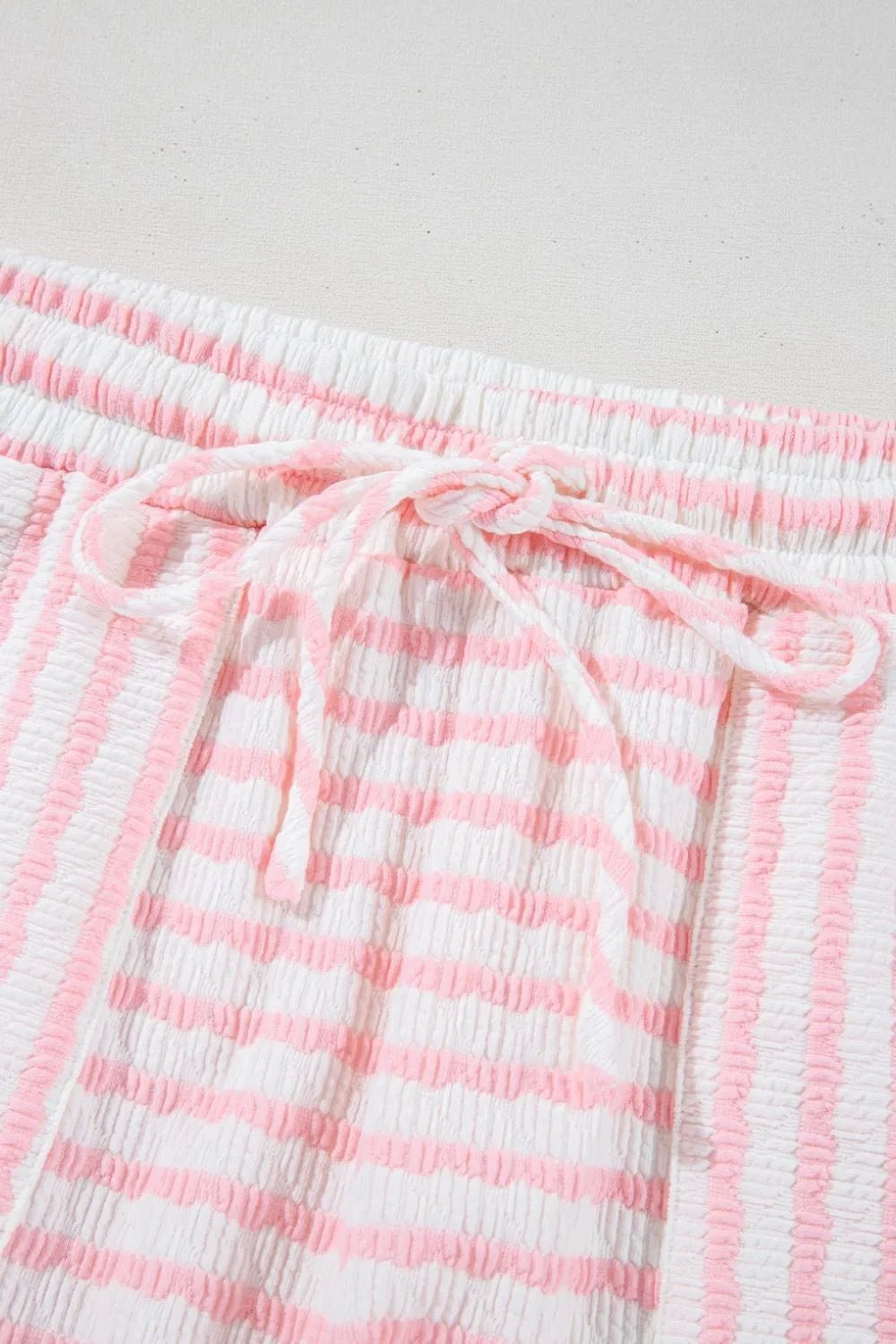 Stripe Knitted Short Sleeve Top and Drawstring Shorts Set – Blush Pink for Shopify Collective (6 view)