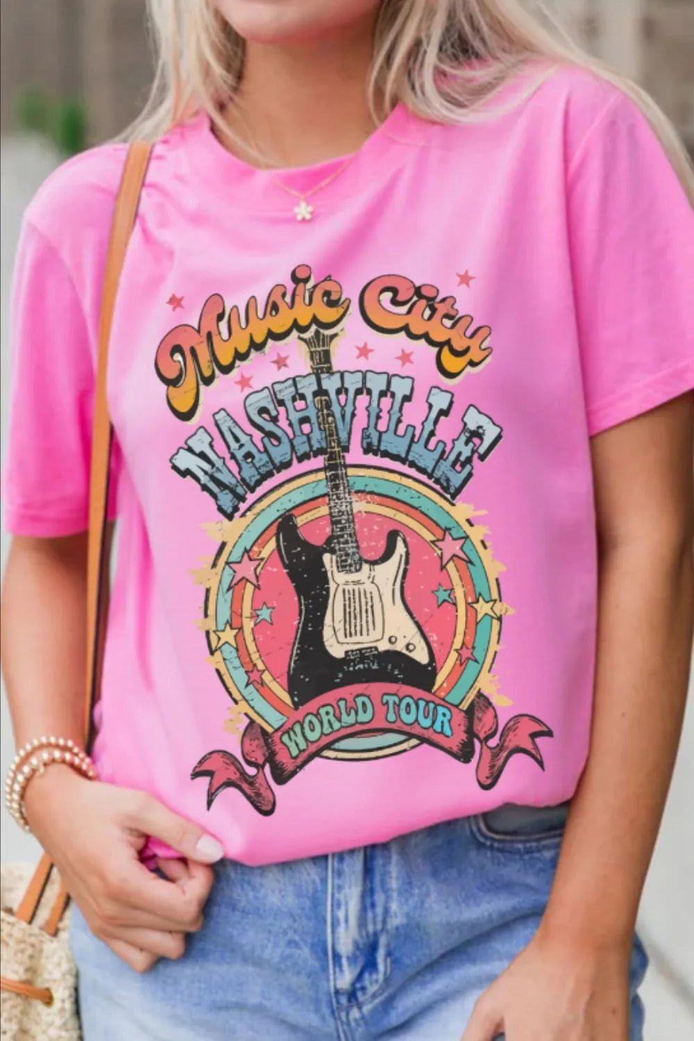 Graphic Round Neck Short Sleeve T-Shirt – Hot Pink by Simply Love