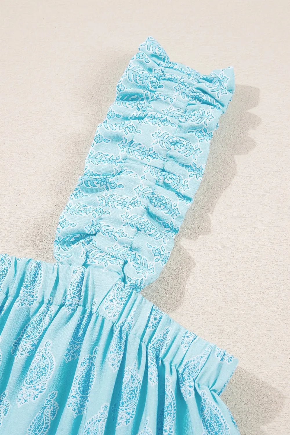 Printed Ruffled Wide Straps Tank – Pastel Blue by Simply Love