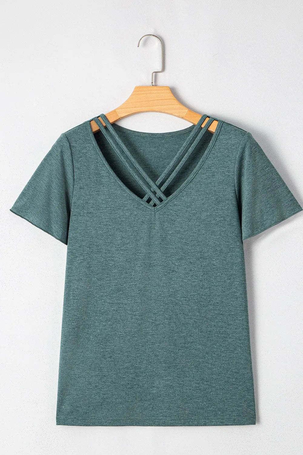 V - Neck Short Sleeve T-Shirt – Turquoise for Shopify Collective (4 view)