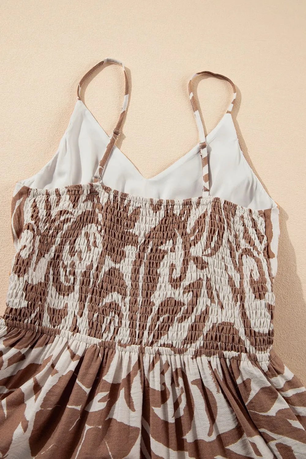 Floral Shirred High Waist Spaghetti Straps Dress – Mocha for Shopify Collective (10 view)