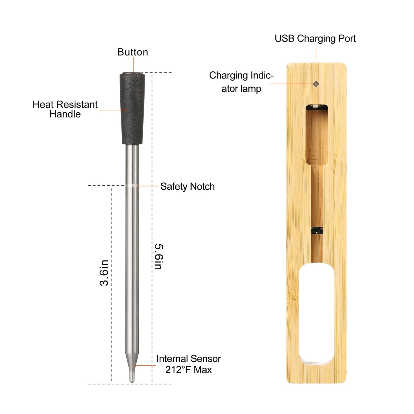 Wireless - Kitchen - Food - Thermometer | Shop Sbrtn Homes – Black for cooking (3 view)