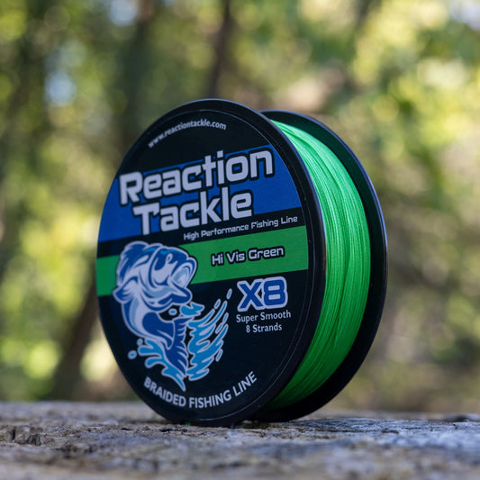 Reaction Tackle X8 Braided Fishing Line - Hi Vis Green 8 Strand - RM Outpost