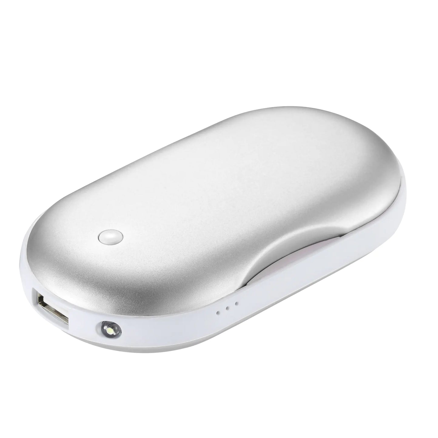 Rechargeable Mini Hand Warmer – 2 in 1 USB Power Bank & – Silver Miscellaneous by SbrTnHomes