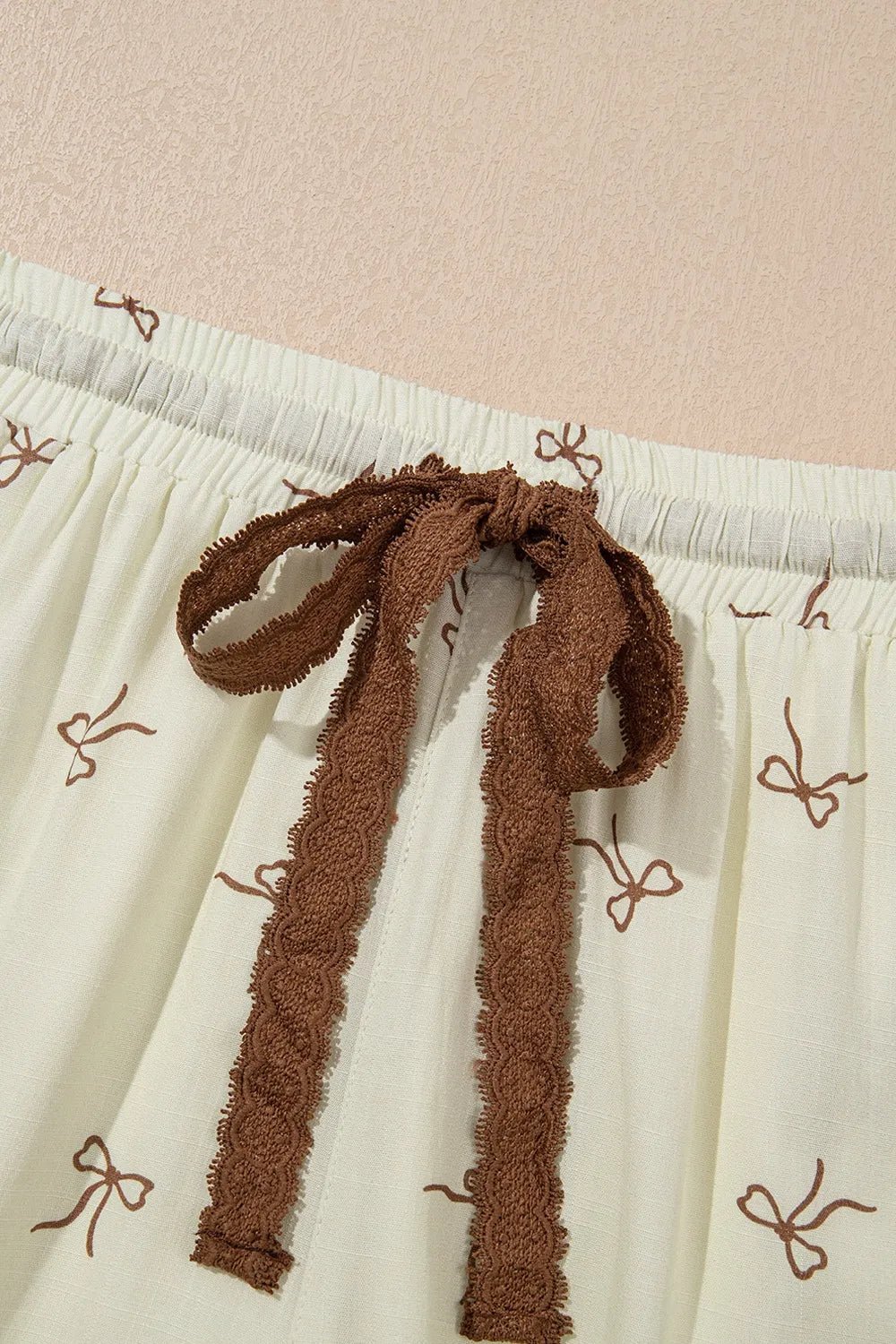 Bow Print Lace Drawstring Casual Shorts – Cream Bottoms for Shopify Collective (6 view)