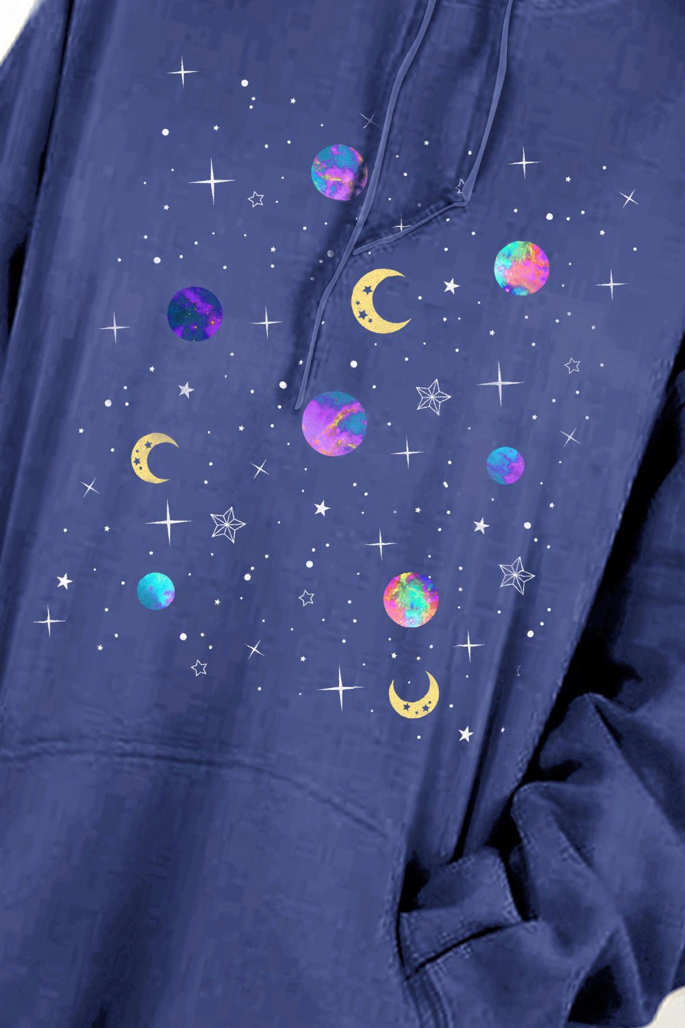 Simply Love Simply Love Full Size Dropped Shoulder Star & Moon Graphic Hoodie – Dusty Blue Women's Top for Shopify Collective (3 view)