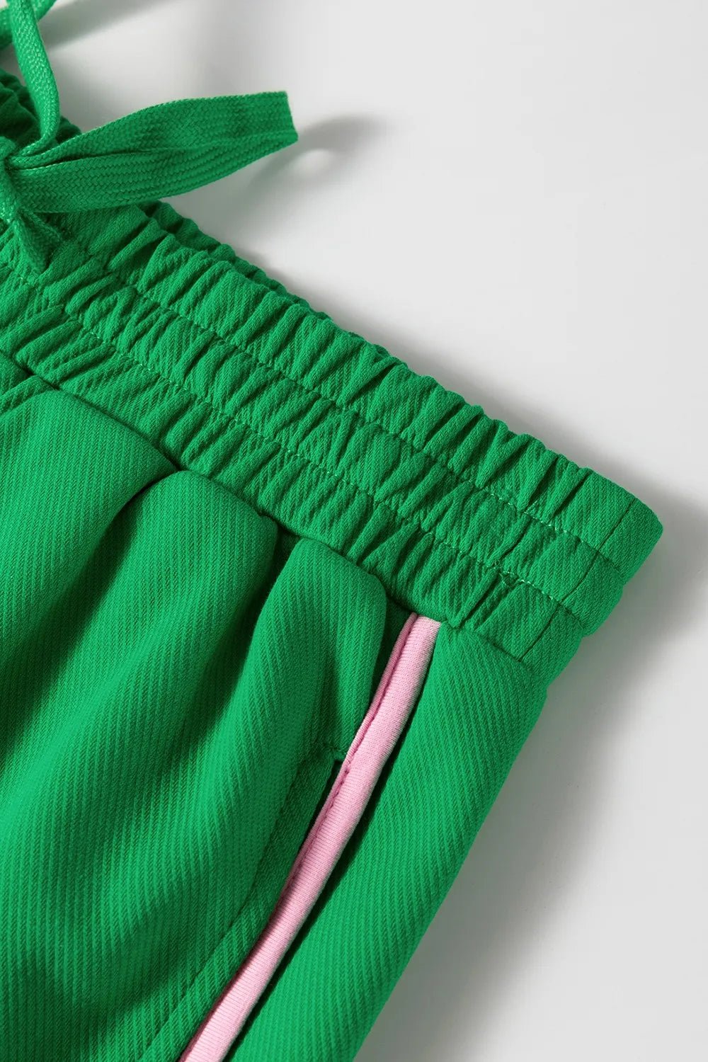Two Tone Contrast Textured Crewneck Tee and Shorts Set – Green Women's Top for Shopify Collective (10 view)