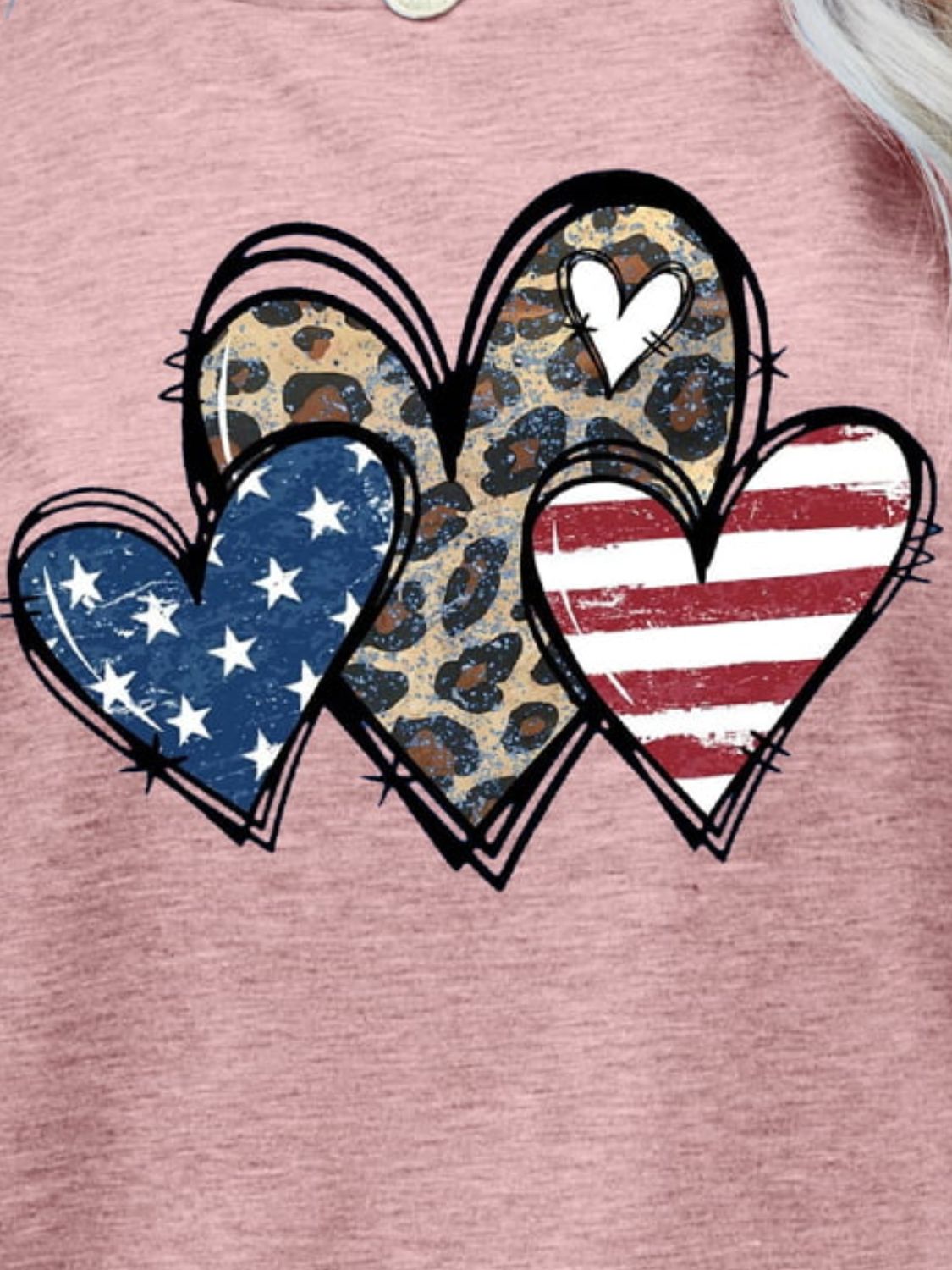 US Flag Leopard Heart Graphic Tee – Blush Pink Women's Top for Shopify Collective (8 view)