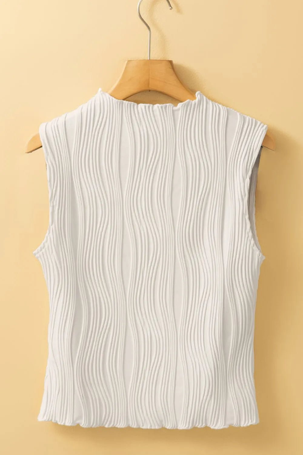 Wavy Textured Mock Neck Tank – White for Shopify Collective (6 view)