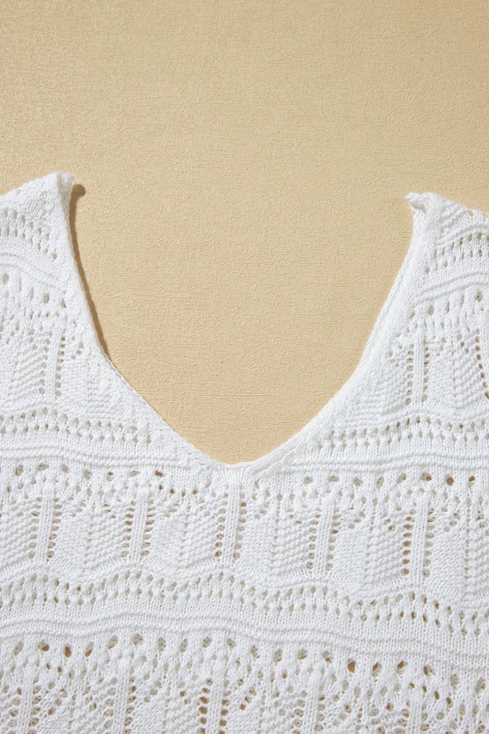 V Neck Textured Hollow - Out Sweater Vest – White for Shopify Collective (7 view)