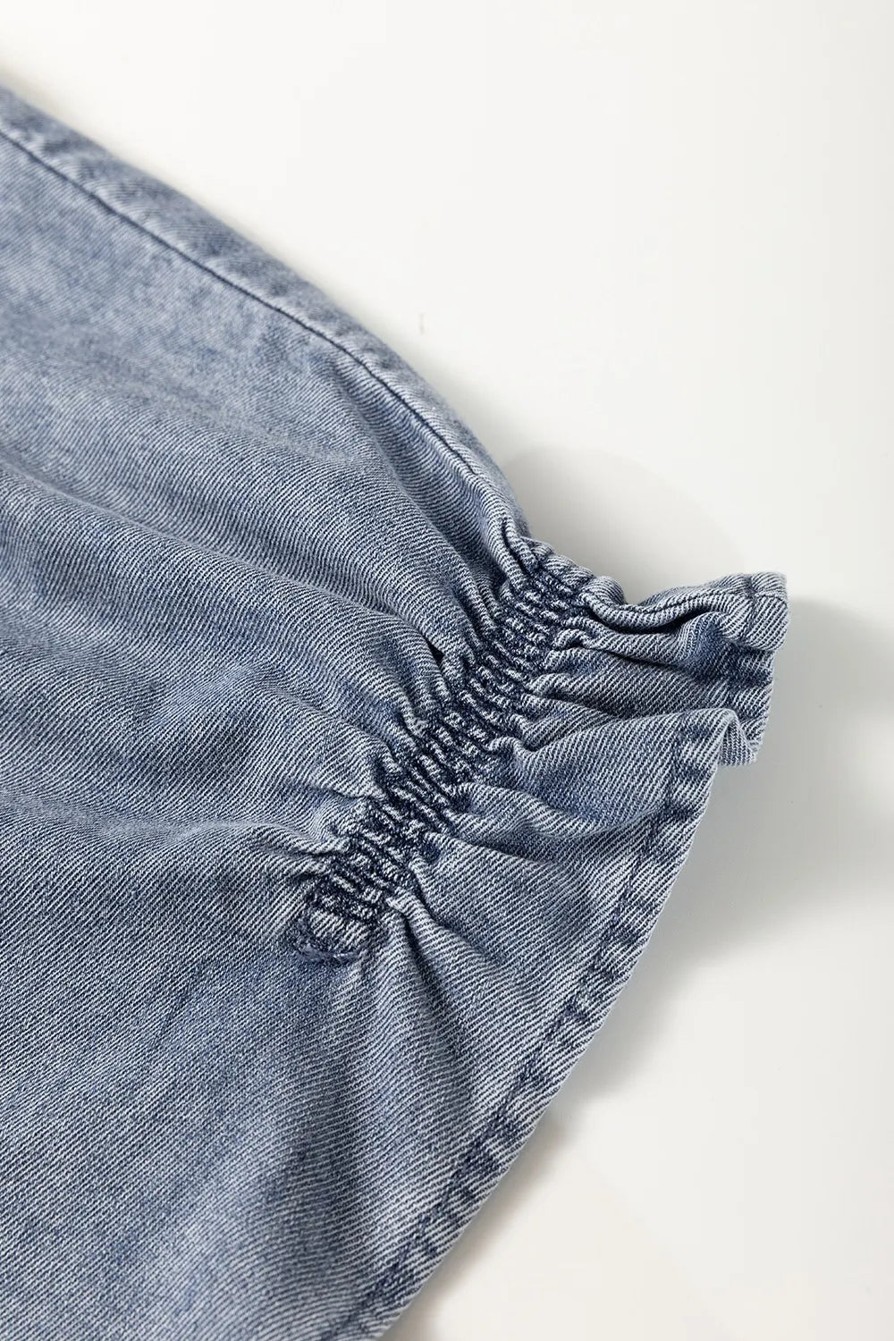 V Neck Ruffled Short Puff Sleeve Denim Top – Medium for Shopify Collective (10 view)