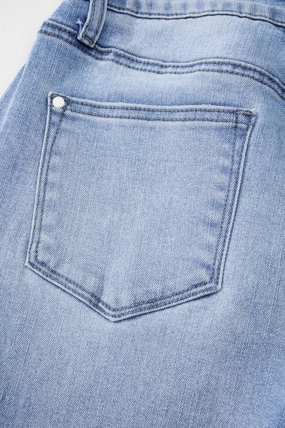 Mineral Wash Raw Hem High Waist Flared Jeans – Light Blue for Shopify Collective (20 view)