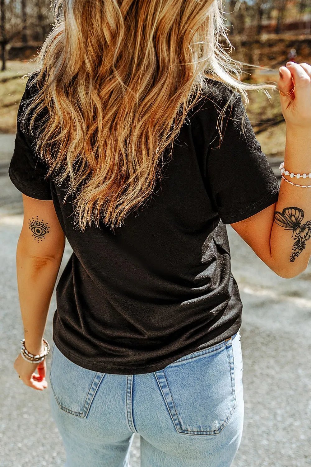 Graphic Round Neck Short Sleeve T-Shirt – Black for Shopify Collective (3 view)