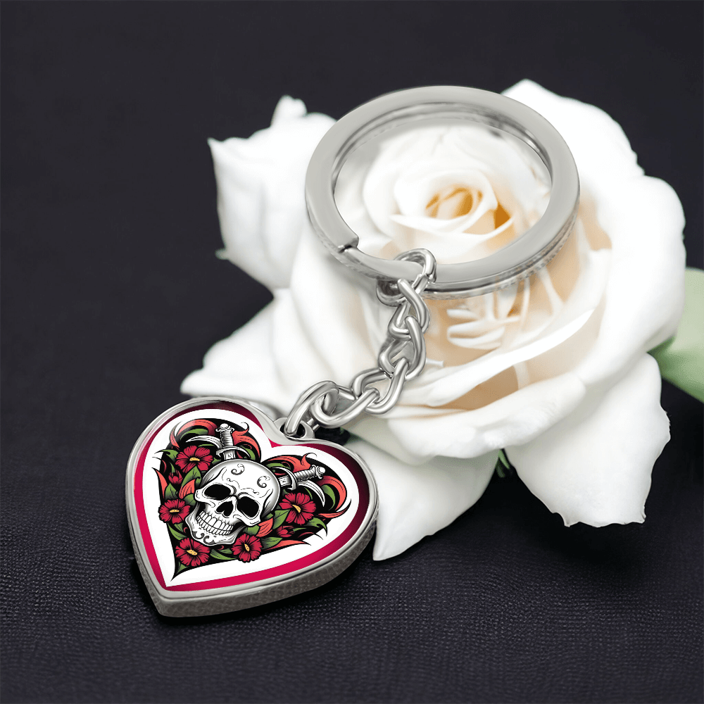 Skull & Dagger Heart Key Chain – Fierce Love Symbol | Gothic – Graphic Heart Keychain (Gold) Accessories by ShineOn Fulfillment