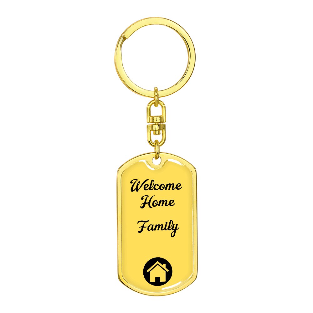 Welcome Home Keychain – Family Themed Homeowner Gift | New – Dog Tag with Swivel Keychain (Gold) Accessories by ShineOn Fulfillment