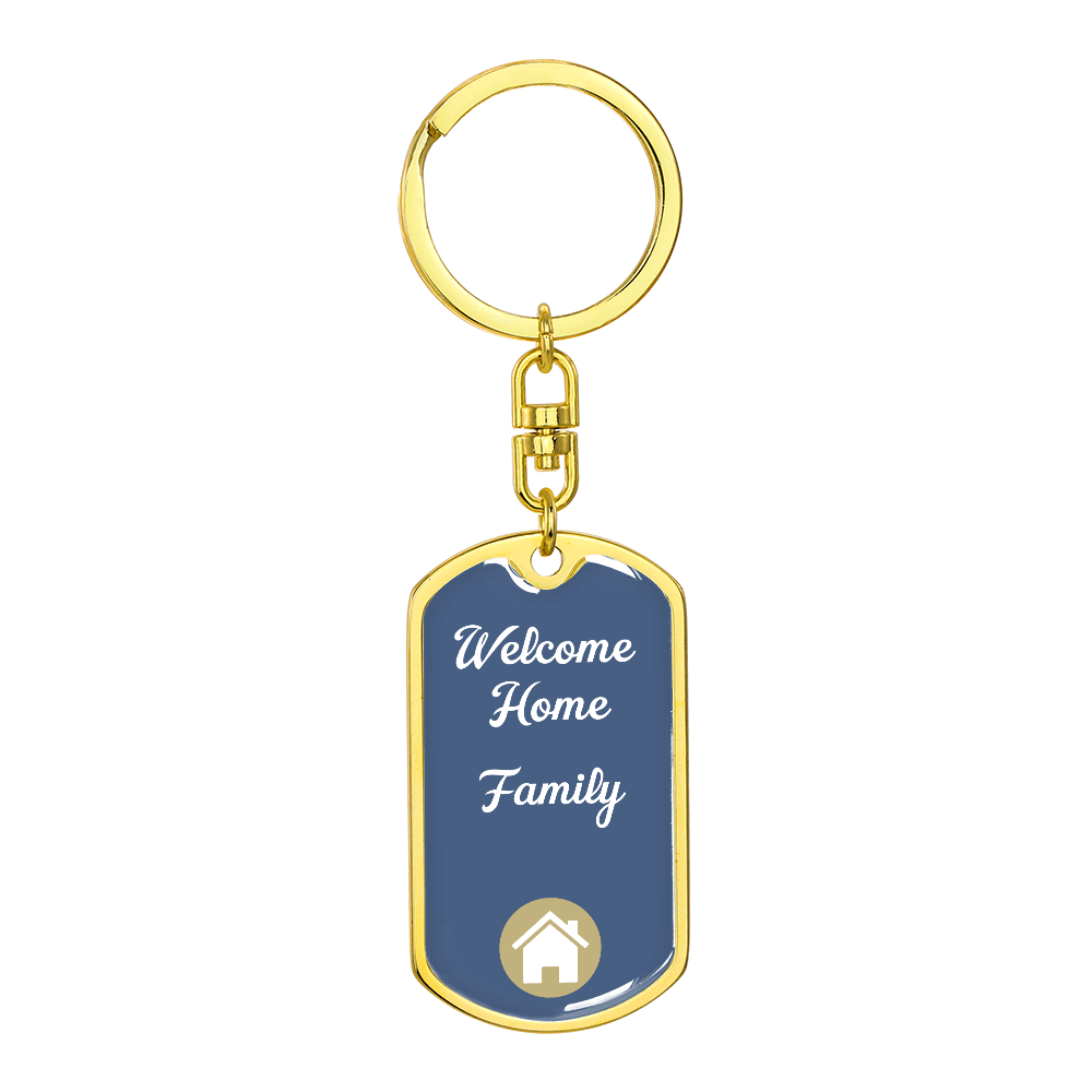 Welcome Home Keychain – Family Themed Homeowner Gift | New – Dog Tag with Swivel Keychain (Gold) Accessories by ShineOn Fulfillment